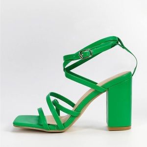 Green straps heels